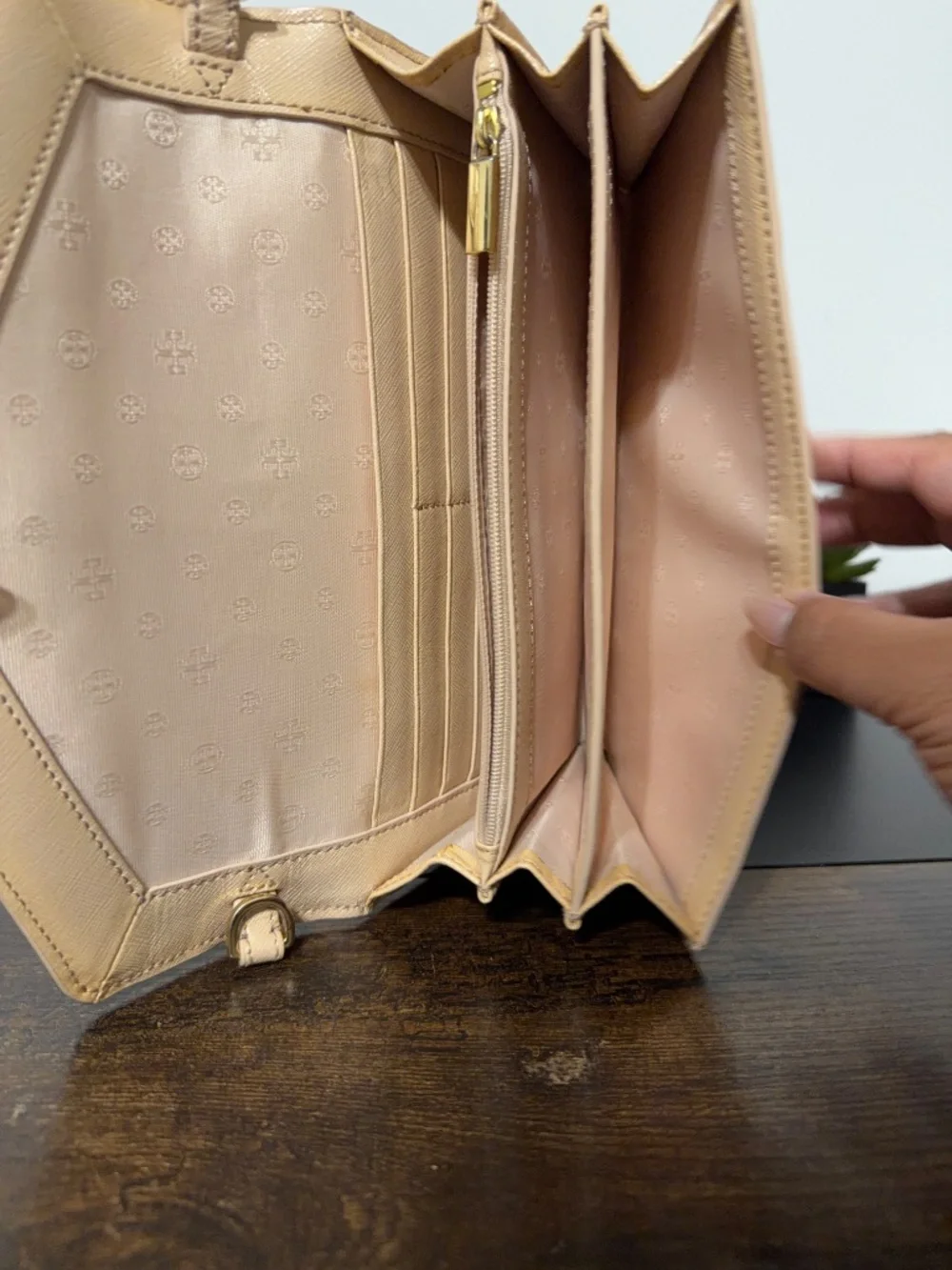Tory Burch Beige Envelope Clutch